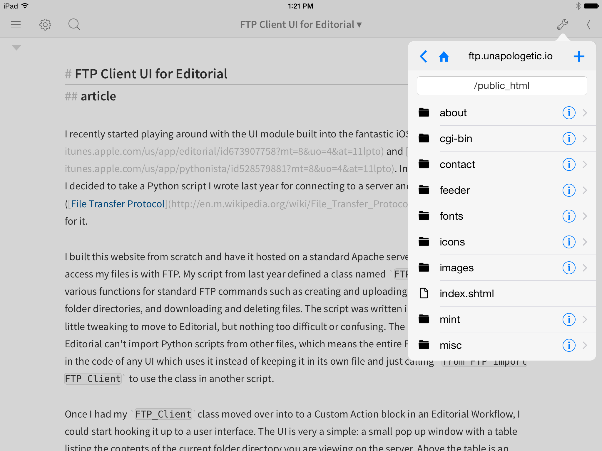 photo of An FTP Client UI Written in Editorial image